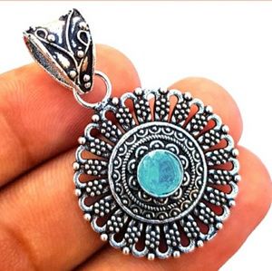 *$15 Sale* New Blue Quartz Silver Pendant.